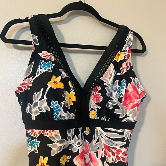Sol Collective Bold Bloom Print One Piece Swimsuit Size 14 - Picture 7 of 9